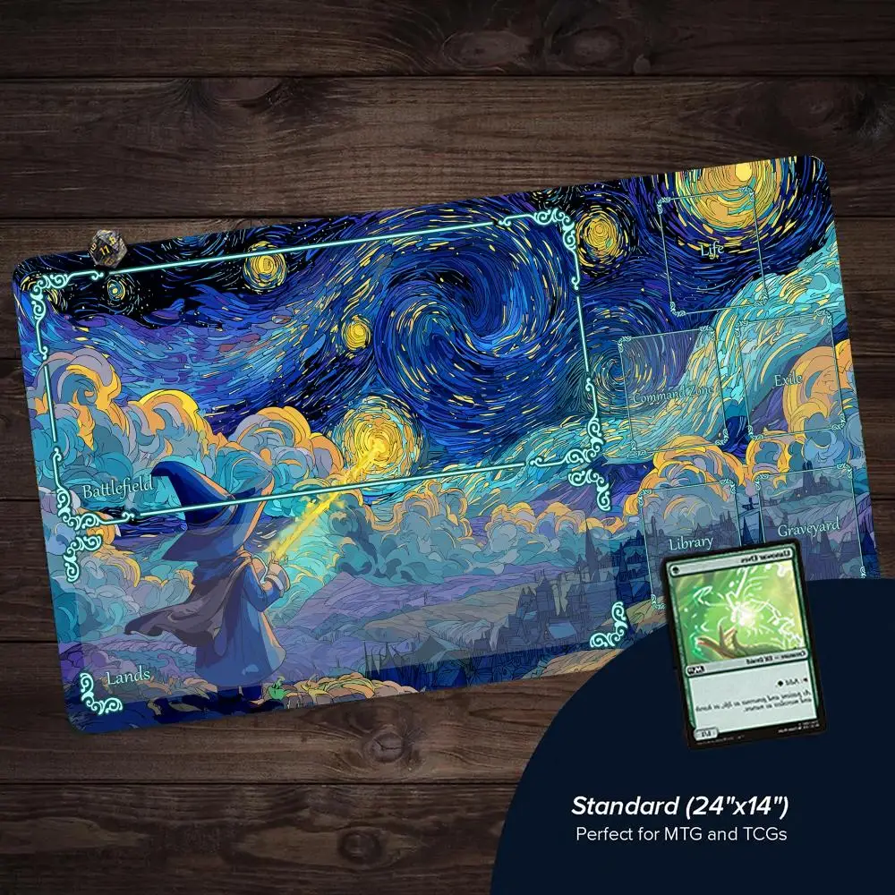 Van Gogh art style cute wizard design MTG Playmat Magic Card Battle Mat Non-Slip Stitched Edge tapete magic mtg Tabletop playmat
Van Gogh art style cute wizard design MTG Playmat Magic Card Battle Mat Non-Slip Stitched Edge tapete magic mtg Tabletop playmat
