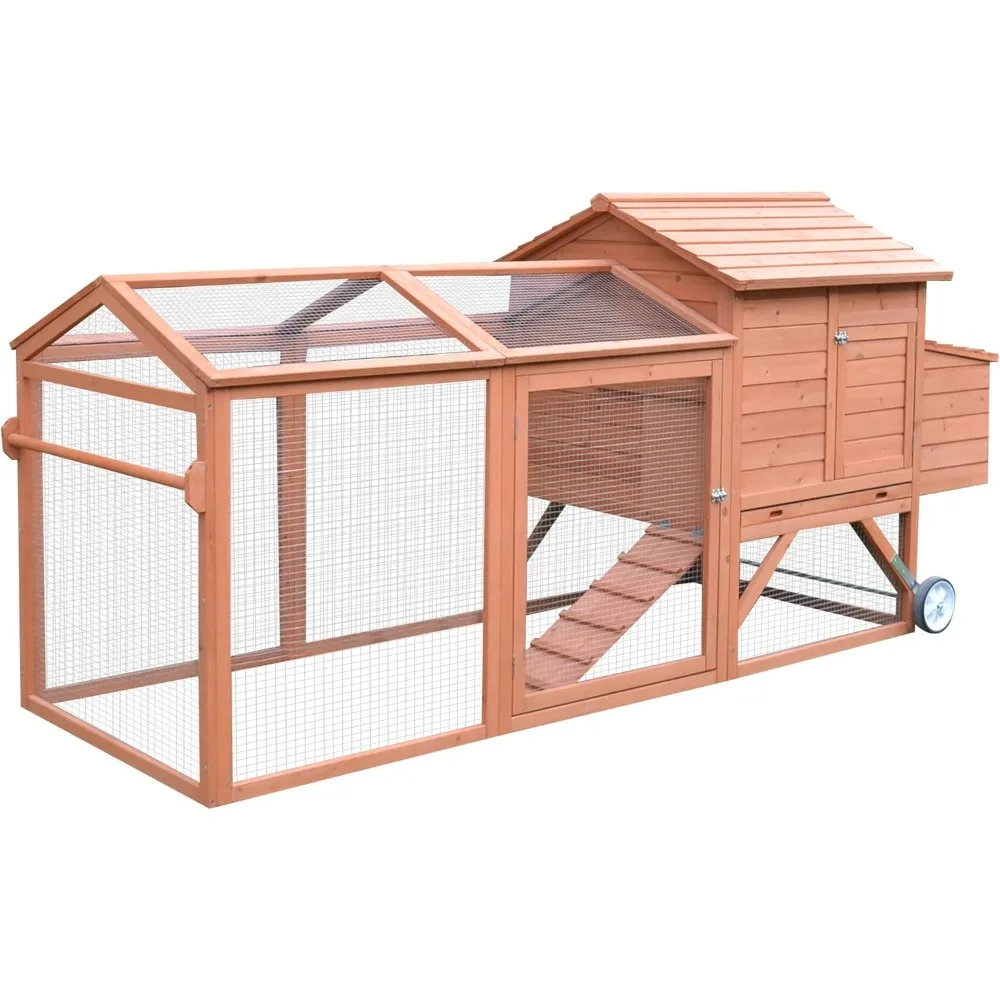 96.5" Chicken Coop Wooden Hen House Poultry Cage Pen Portable with Wheels and Nesting Box, Chicken Cage for Backyard Outdoor, N
96.5" Chicken Coop Wooden Hen House Poultry Cage Pen Portable with Wheels and Nesting Box, Chicken Cage for Backyard Outdoor, N