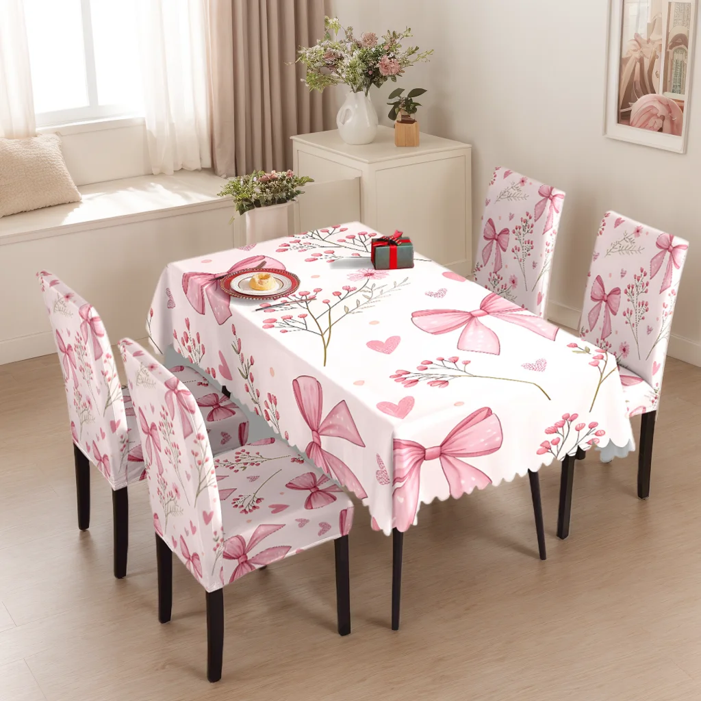 5/7pcs Pink Bow Heart Floral Tablecloth Elastic Chair Covers Set Romantic Dining Home Decor
5/7pcs Pink Bow Heart Floral Tablecloth Elastic Chair Covers Set Romantic Dining Home Decor