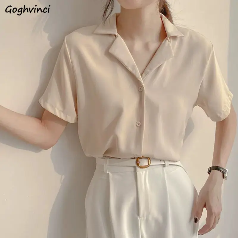 Women Shirt Solid All-match Profession Style Short-sleeved Simple Korean Fashion Vintage Students Summer Tops Harajuku Mujer
Women Shirt Solid All-match Profession Style Short-sleeved Simple Korean Fashion Vintage Students Summer Tops Harajuku Mujer