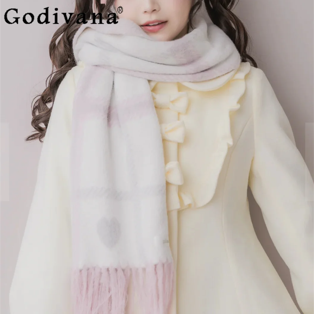 Японский оригинальный милый теплый шарф для девочек, полосатый вязаный шарф с кисточками для защиты шеи
Японский оригинальный милый теплый шарф для девочек, полосатый вязаный шарф с кисточками для защиты шеи