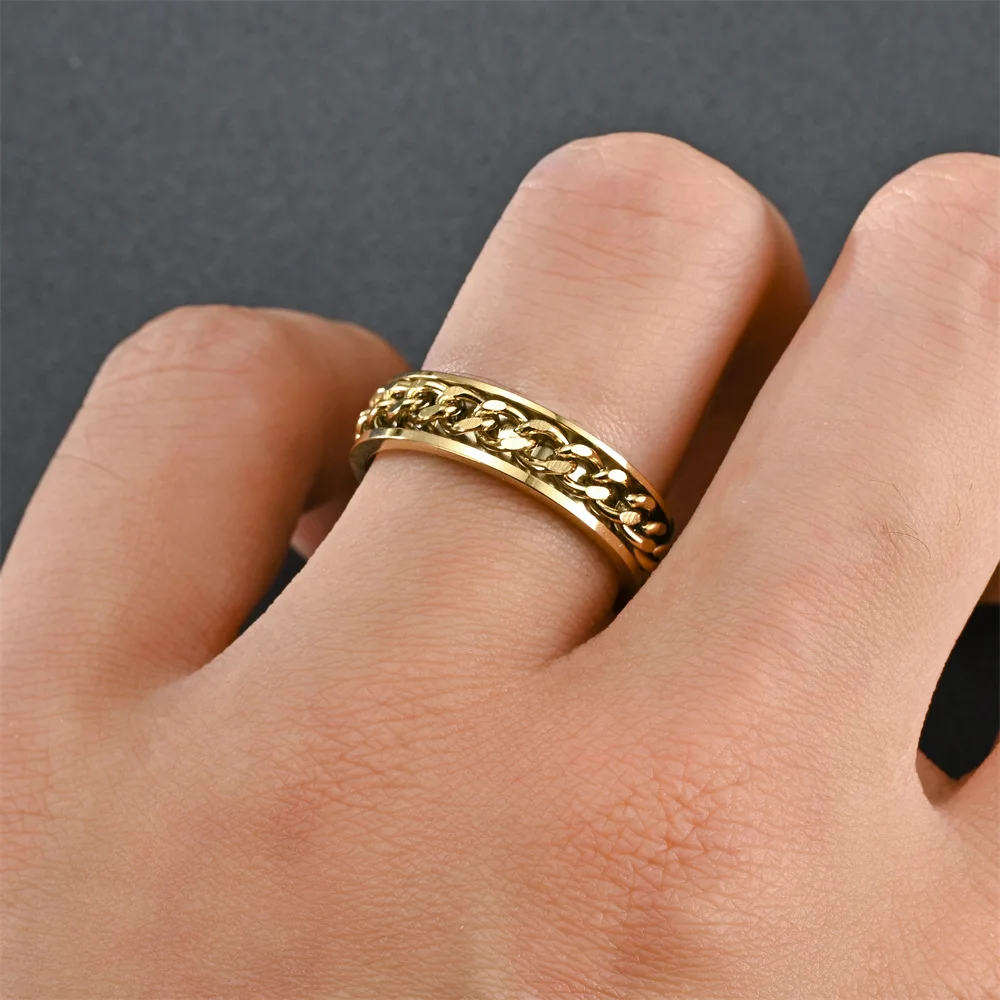 6MM Rotatable Stainless Steel Couple Rings Set Punk High Quality Spinner Chain Ring for Men And Women Cool Jewelry Party Gift
6MM Rotatable Stainless Steel Couple Rings Set Punk High Quality Spinner Chain Ring for Men And Women Cool Jewelry Party Gift