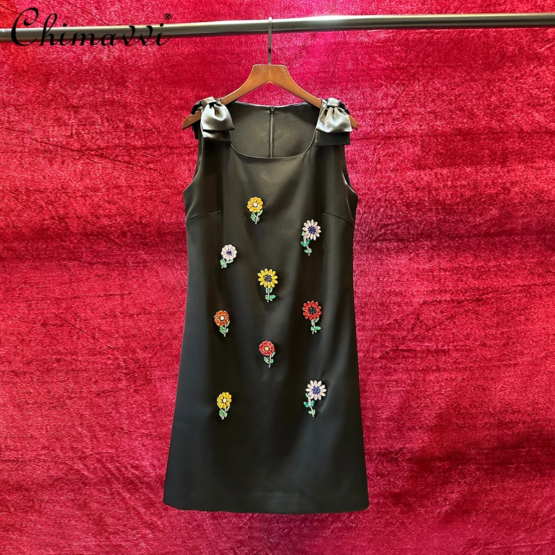 Exquisite Rhinestone Bow Black Dress 2024 Summer New High-End Luxury Slim Fit Sleeveless Elegant Short Party Dresses for Women
Exquisite Rhinestone Bow Black Dress 2024 Summer New High-End Luxury Slim Fit Sleeveless Elegant Short Party Dresses for Women