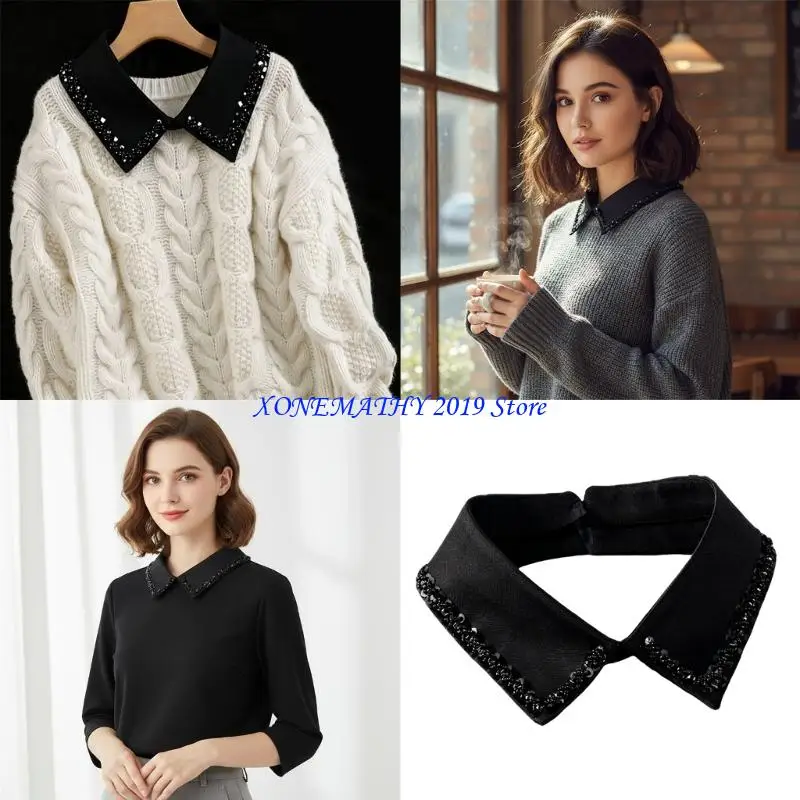 F42F регулируемый искусственный воротник для рубашки, украшенный стразами, смесь полиэстера, многоразовый аксессуар для одежды
F42F регулируемый искусственный воротник для рубашки, украшенный стразами, смесь полиэстера, многоразовый аксессуар для одежды