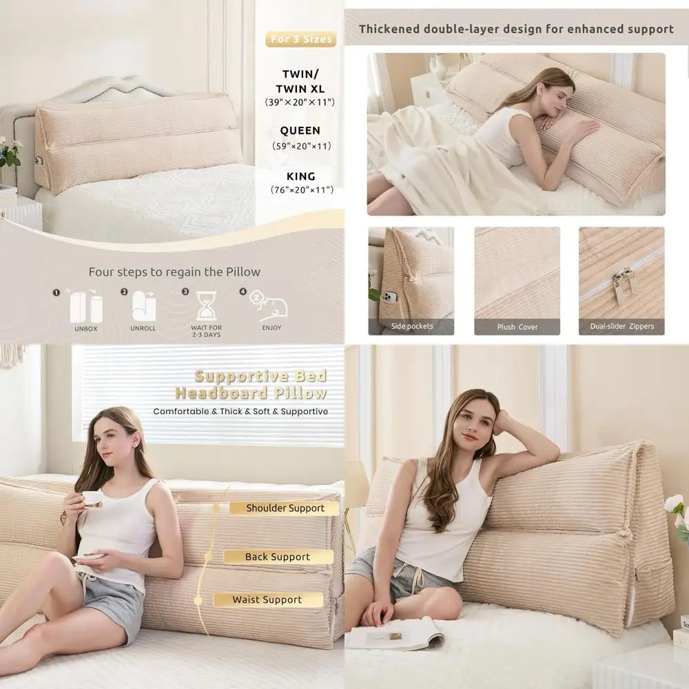 Memory Foam Bolster Pillow Headboard, Queen Size for Reading and Sitting, Removable Cover, Camel
Memory Foam Bolster Pillow Headboard, Queen Size for Reading and Sitting, Removable Cover, Camel