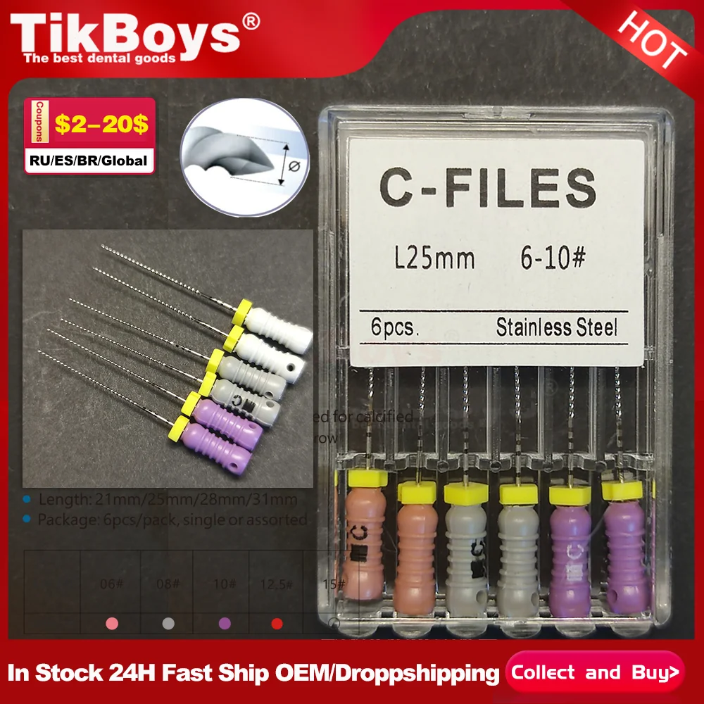 Dental C+ Files Endodontic C-pilot Files Stainless Steel Ultrasonic Optional Used Root Cleaning Endodontia Dentista Tools 25mm
Dental C+ Files Endodontic C-pilot Files Stainless Steel Ultrasonic Optional Used Root Cleaning Endodontia Dentista Tools 25mm