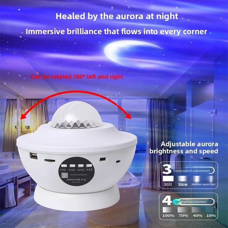 New 360-degree rotating Northern Lights starry sky projection Bluetooth audio laser atmosphere Gypsy night light
New 360-degree rotating Northern Lights starry sky projection Bluetooth audio laser atmosphere Gypsy night light