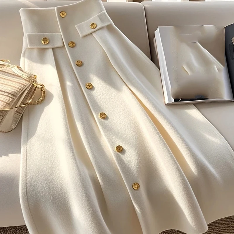 Design Sense White Knitted Skirt Women Winter Versatile Age-reducing A- line Skirt Fashion Light Luxury High-end Skirt Lady XQ61
Design Sense White Knitted Skirt Women Winter Versatile Age-reducing A- line Skirt Fashion Light Luxury High-end Skirt Lady XQ61