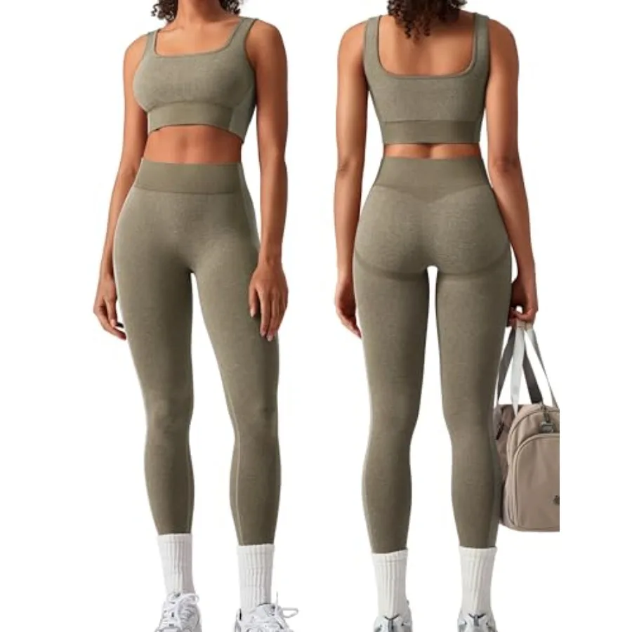 OLCHEE Womens Workout Sets 2 Pcs Seamless Square Neck Sports Bra Padded Butt Lifting Leggings High Waist Yoga Gym Outfits
OLCHEE Womens Workout Sets 2 Pcs Seamless Square Neck Sports Bra Padded Butt Lifting Leggings High Waist Yoga Gym Outfits