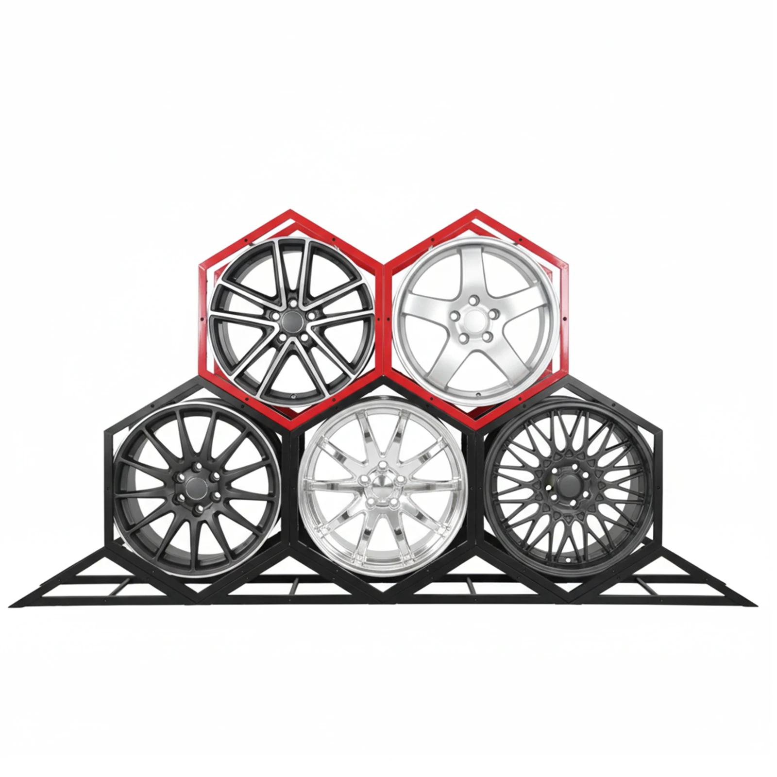 Adjustable Wall Mount Wheel Racks Heavy Duty Triangle Hexagon Small Tire Display Rack for Exhibition Shop Garage Trade Show
Adjustable Wall Mount Wheel Racks Heavy Duty Triangle Hexagon Small Tire Display Rack for Exhibition Shop Garage Trade Show