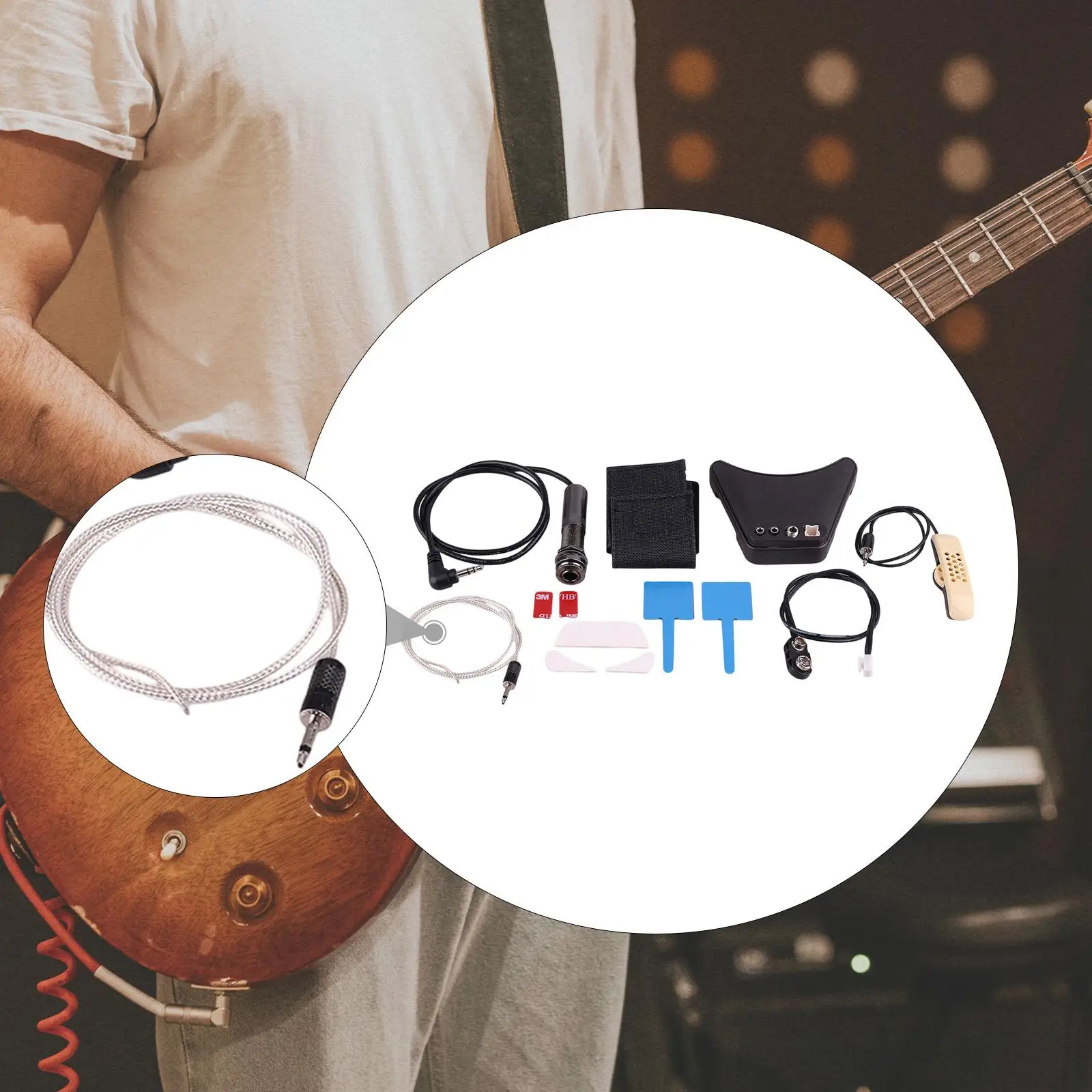 Guitar Soundhole Pickup Convenient Sturdy Practical Guitar Parts Adjustable Volume Control Amplifier, Tuner Replacement for Show