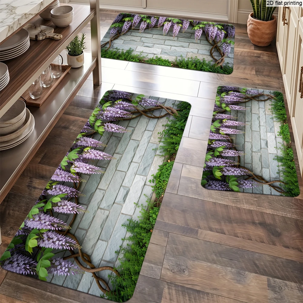 2D Flat Printed Wisteria Flower Pattern Long Strip Rug for Home Kitchen, Entryway, Bedroom, and Entrance Door. Non-Slip, Water-Absorbent Foot Mat, Available in Multiple Sizes. Decorative and Durable Rug for Living Room and Bathroom Entrance, Easy to Clean
2D Flat Printed Wisteria Flower Pattern Long Strip Rug for Home Kitchen, Entryway, Bedroom, and Entrance Door. Non-Slip, Water-Absorbent Foot Mat, Available in Multiple Sizes. Decorative and Durable Rug for Living Room and Bathroom Entrance, Easy to Clean