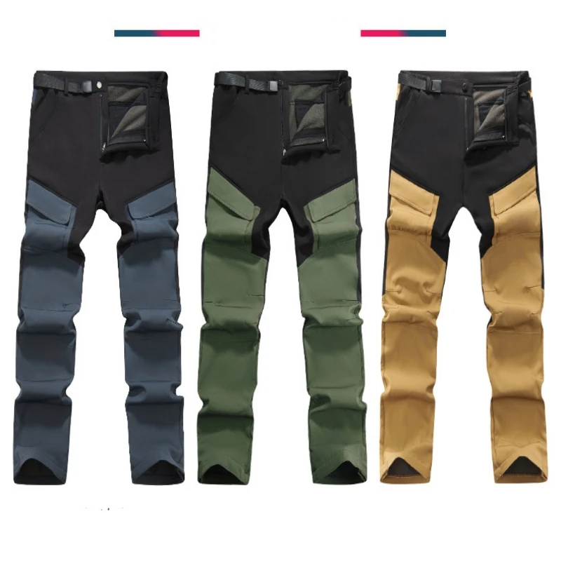 Men's Waterproof Fleece-Lined Softshell Pants - Color Block Windproof autumn Winter Ski Hiking Trousers with Multi-Pockets
Men's Waterproof Fleece-Lined Softshell Pants - Color Block Windproof autumn Winter Ski Hiking Trousers with Multi-Pockets