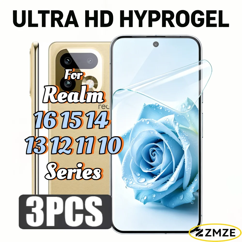 3Pcs HD Clear Screen Protector For Realme 15 14 13 12 11 Pro 16 14 13 Pro+ 14 Pro Lite 12 11 10 Pro+ Series Soft Hydrogel Films
3Pcs HD Clear Screen Protector For Realme 15 14 13 12 11 Pro 16 14 13 Pro+ 14 Pro Lite 12 11 10 Pro+ Series Soft Hydrogel Films