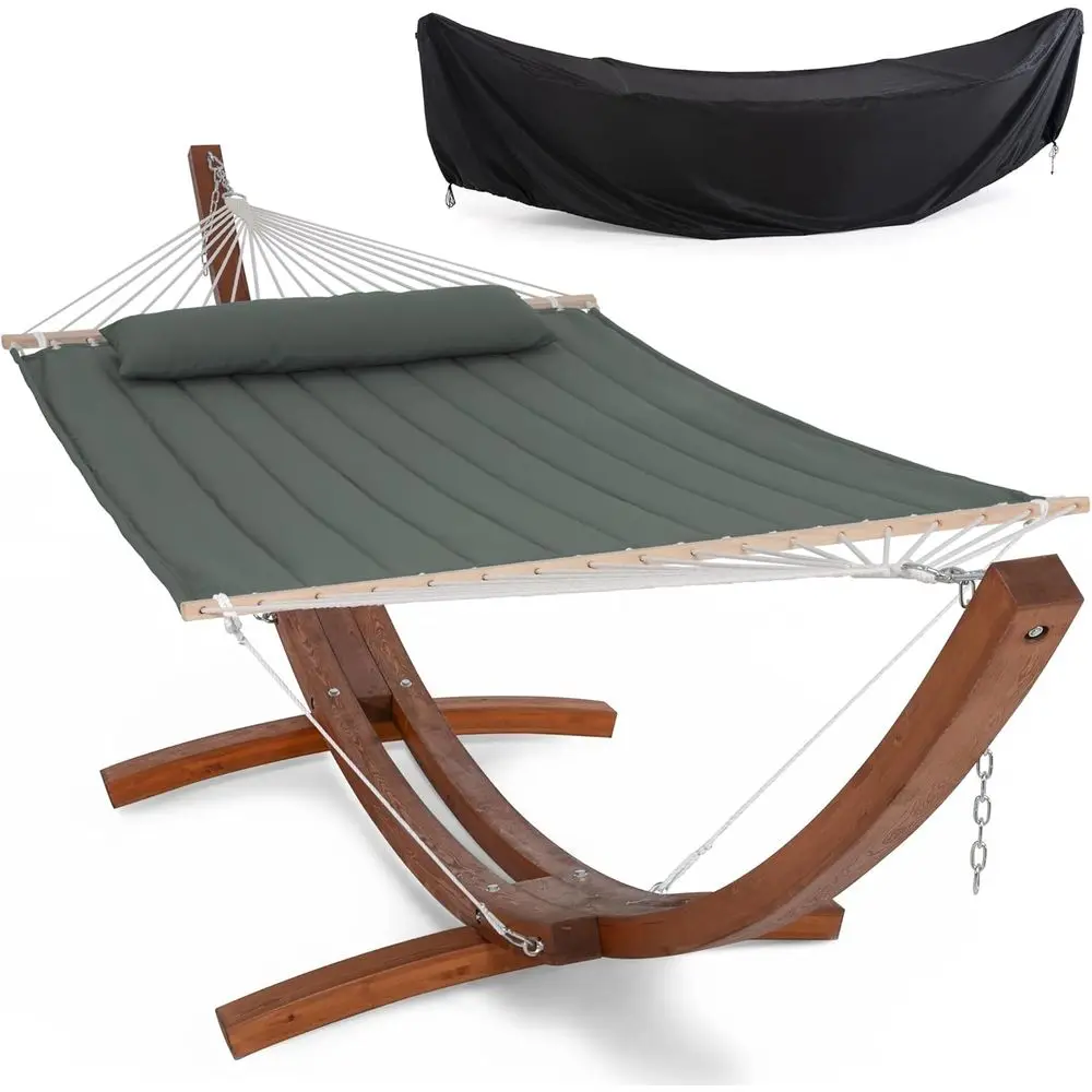 Extra Large Double Hammock with Wooden Stand, Gray-Green Cover Included
Extra Large Double Hammock with Wooden Stand, Gray-Green Cover Included