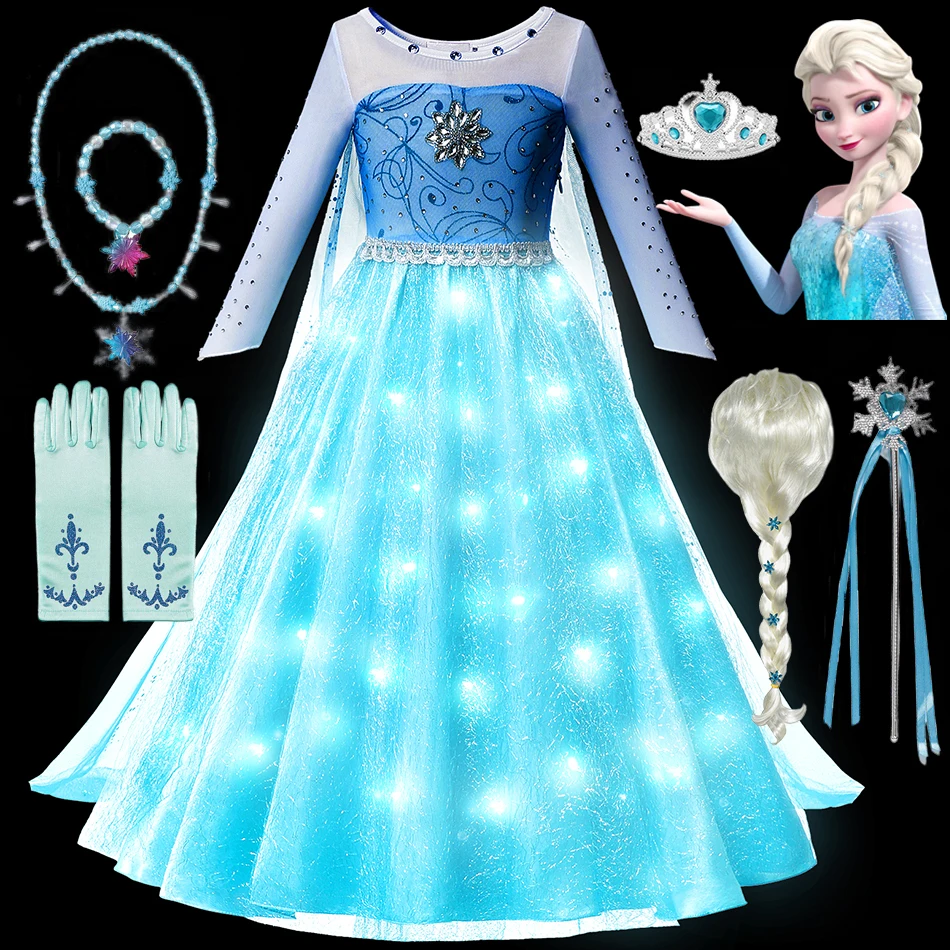 Disney Elsa Led Light Up Princess Costume Dress for Girls Halloween Birthday Party Outfit Cosplay Dress Up for Kids
Disney Elsa Led Light Up Princess Costume Dress for Girls Halloween Birthday Party Outfit Cosplay Dress Up for Kids