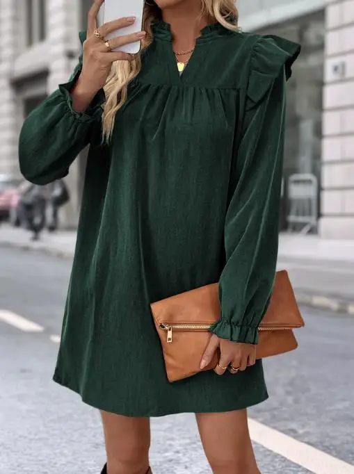 2025 autumn new women's fashion casual pleated long sleeved loose standing collar women's dress
2025 autumn new women's fashion casual pleated long sleeved loose standing collar women's dress