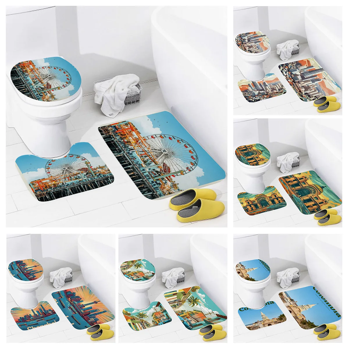 3pc Bathroom Anti-Slip Mat Toilet Mat Combination American Style Retro Floor Mat Toilet Bathroom Decoration Accessories
3pc Bathroom Anti-Slip Mat Toilet Mat Combination American Style Retro Floor Mat Toilet Bathroom Decoration Accessories