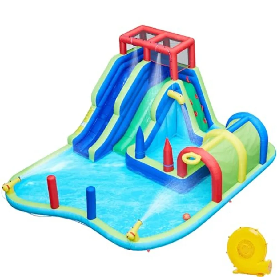 Inflatable Water Slide Double Lane Combo with Long Tunnel Climbing Wall Punching Bags Ring Toss Game Blue Inflatable Water Park
Inflatable Water Slide Double Lane Combo with Long Tunnel Climbing Wall Punching Bags Ring Toss Game Blue Inflatable Water Park