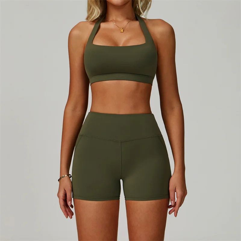 TRY TO BN Sports Shorts Sets Gym Neck halter Bra Fitness Women's Tracksuit Workout Top Running Shorts Suits Tights Yoga Clothing
TRY TO BN Sports Shorts Sets Gym Neck halter Bra Fitness Women's Tracksuit Workout Top Running Shorts Suits Tights Yoga Clothing
