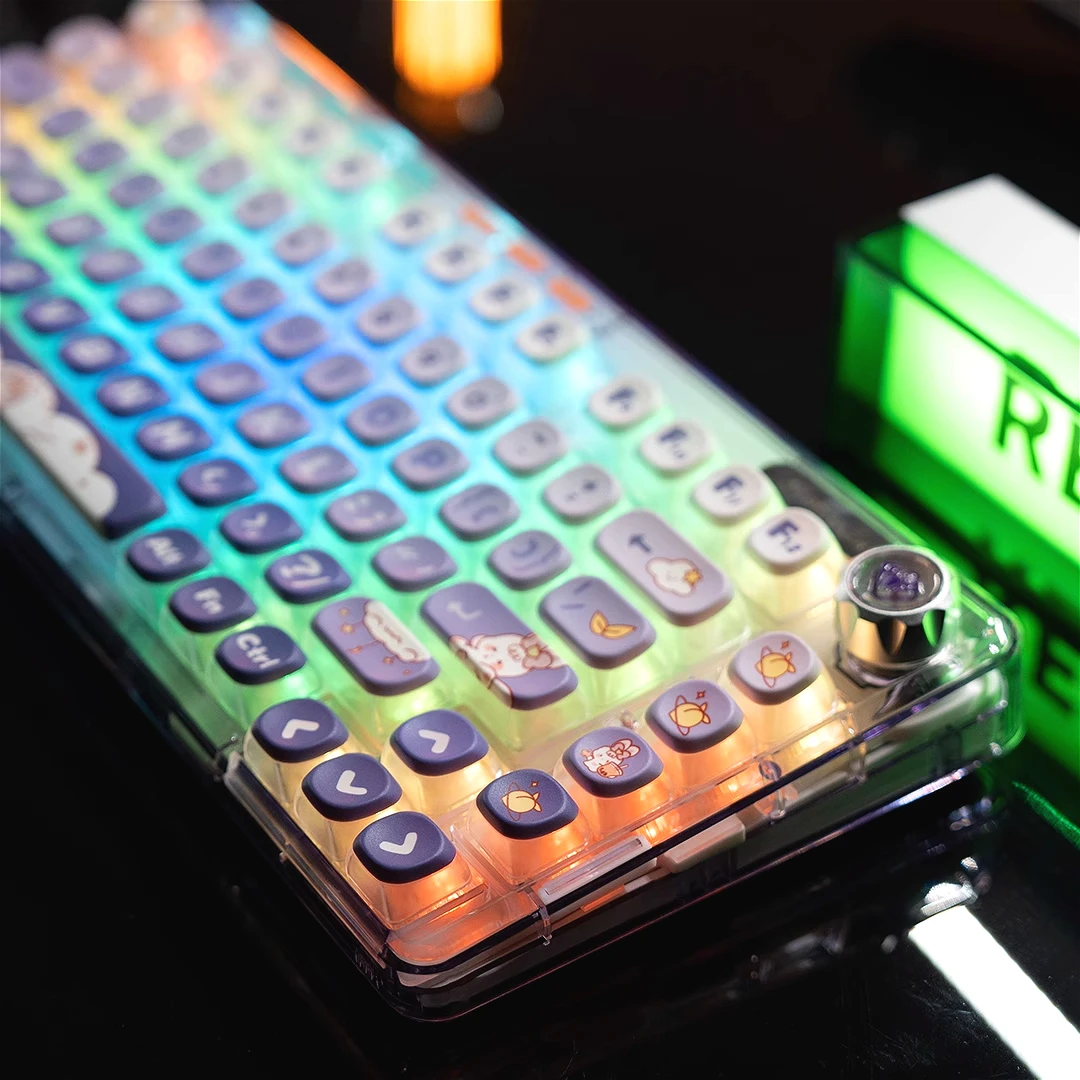 Purple Rabbit keycap PBT hot sublimation, suitable for F99 F87 VGN98Pro HI75 four-sided light transmission
Purple Rabbit keycap PBT hot sublimation, suitable for F99 F87 VGN98Pro HI75 four-sided light transmission