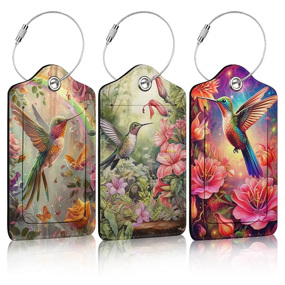 3 Pack Hummingbird Flowers Luggage Tags for Suitcase Floral PU Leather Travel Luggage Tag Privacy Cover ID Label for Women Me
3 Pack Hummingbird Flowers Luggage Tags for Suitcase Floral PU Leather Travel Luggage Tag Privacy Cover ID Label for Women Me