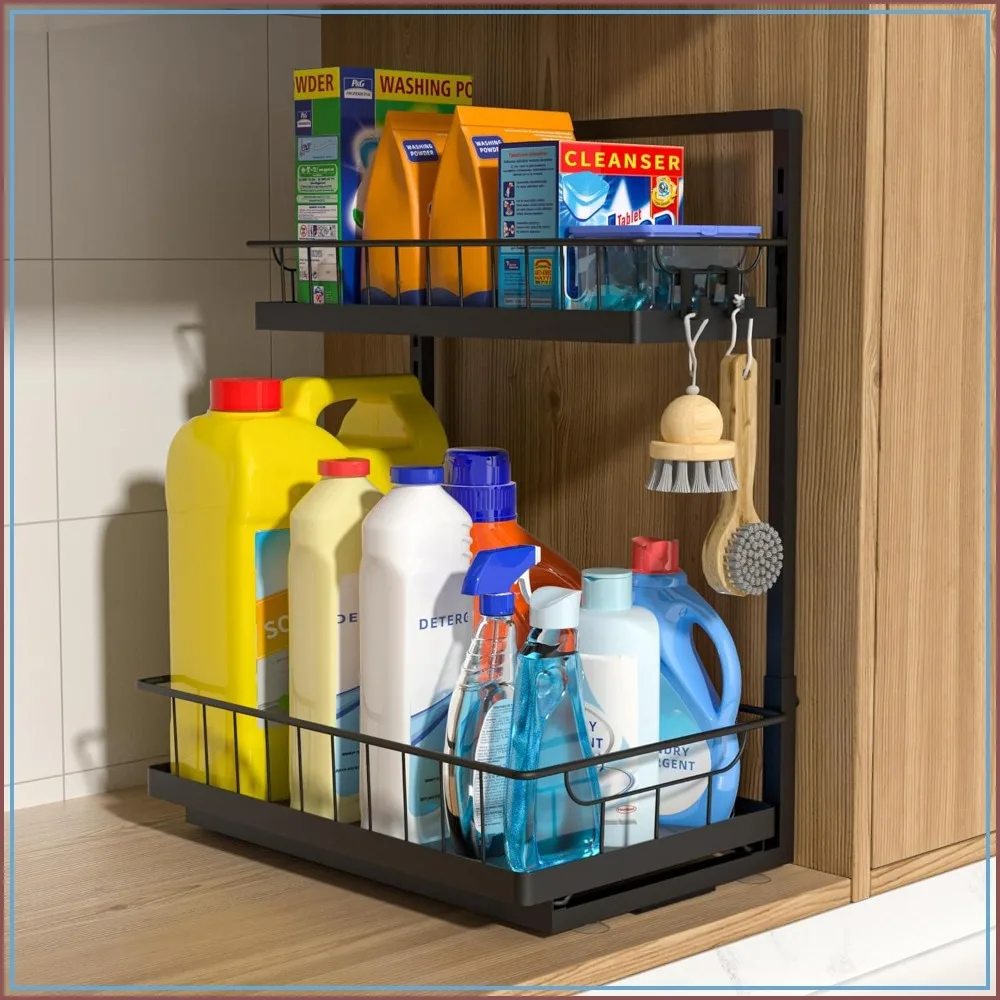 Under Sink Organizer 2-Tier Slide Out Drawer, Metal Storage Rack for Kitchen Bathroom Cabinet
Under Sink Organizer 2-Tier Slide Out Drawer, Metal Storage Rack for Kitchen Bathroom Cabinet