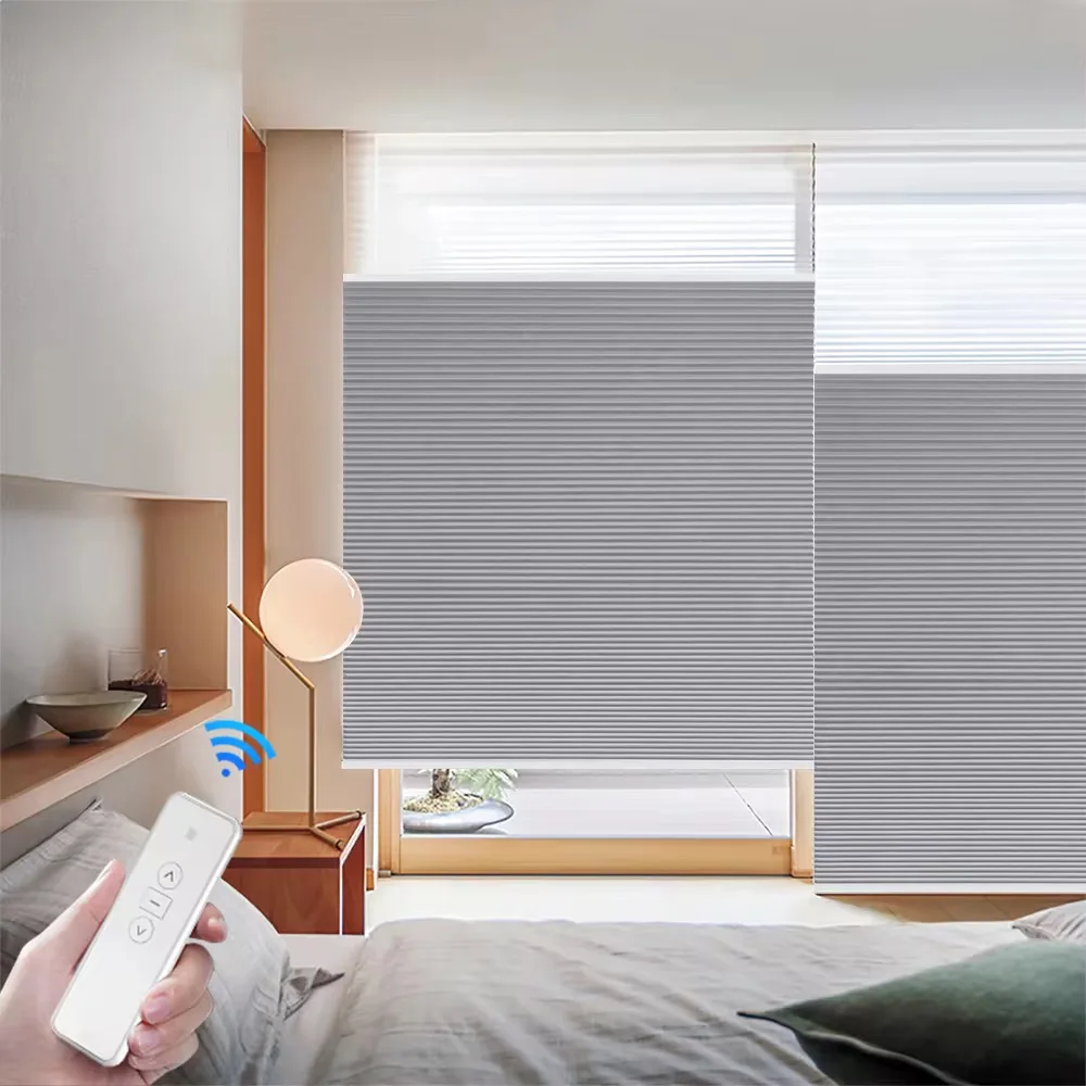 Electric Motorized Day and Night Cordless Honeycomb Blind Top Down Full blackout Shades Automatic Cellular Shades for Bedroom
Electric Motorized Day and Night Cordless Honeycomb Blind Top Down Full blackout Shades Automatic Cellular Shades for Bedroom