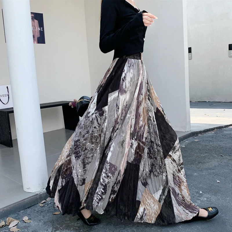 Корейская асимметричная юбка макси с принтом Water-Mark Dyeing, женская, осенняя, с цветными вставками, дизайнерская, плиссированная
Корейская асимметричная юбка макси с принтом Water-Mark Dyeing, женская, осенняя, с цветными вставками, дизайнерская, плиссированная
