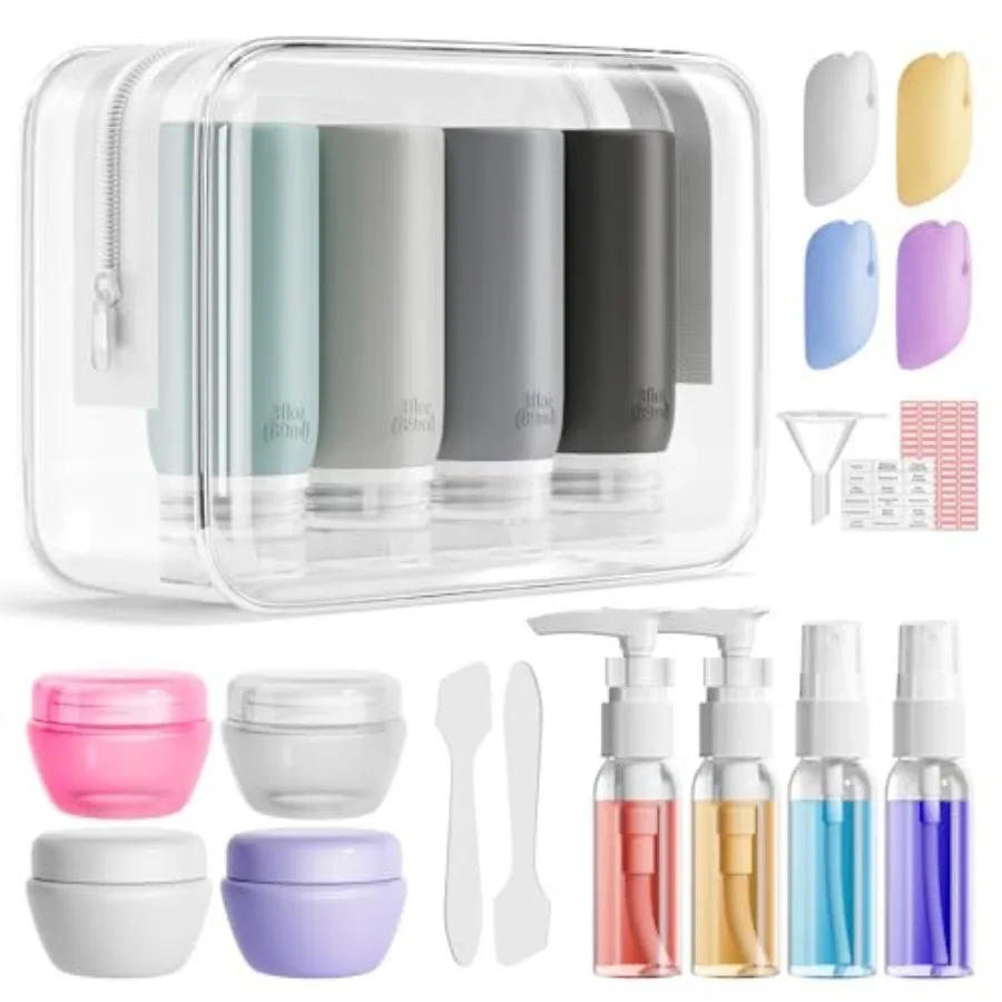 Muslish 21 Pack Travel Bottles for Toiletries, Leak-Proof TSA Compliant Silicone Travel Size Containers for Shampoo and Conditi
Muslish 21 Pack Travel Bottles for Toiletries, Leak-Proof TSA Compliant Silicone Travel Size Containers for Shampoo and Conditi