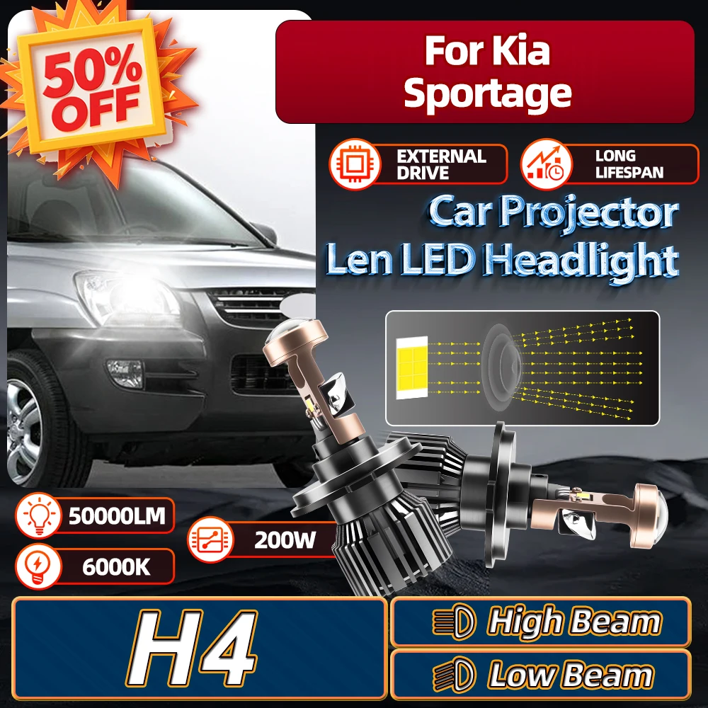 For Kia Sportage 2005 2006 2007 2008 Canbus 200W H4 Car Projector Len LED Headlight 50000LM Turbo External Drive Driving Lights
For Kia Sportage 2005 2006 2007 2008 Canbus 200W H4 Car Projector Len LED Headlight 50000LM Turbo External Drive Driving Lights