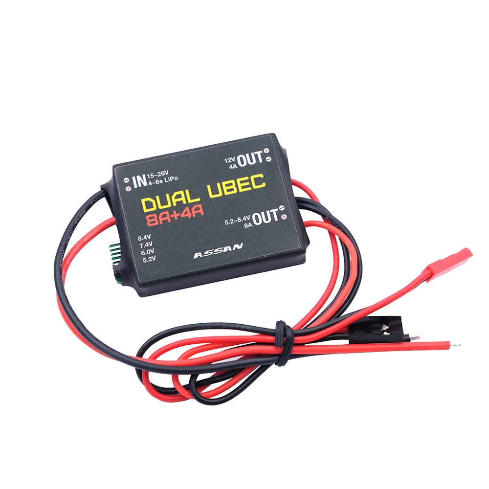 ASSAN 4S-6S 15-26v Dual UBEC 4A and 8A 5.2V /6.0V /7.4V /8.4V 12V Servo Separate Power Supply RC Car Fix-Wing Airplane Robot
ASSAN 4S-6S 15-26v Dual UBEC 4A and 8A 5.2V /6.0V /7.4V /8.4V 12V Servo Separate Power Supply RC Car Fix-Wing Airplane Robot