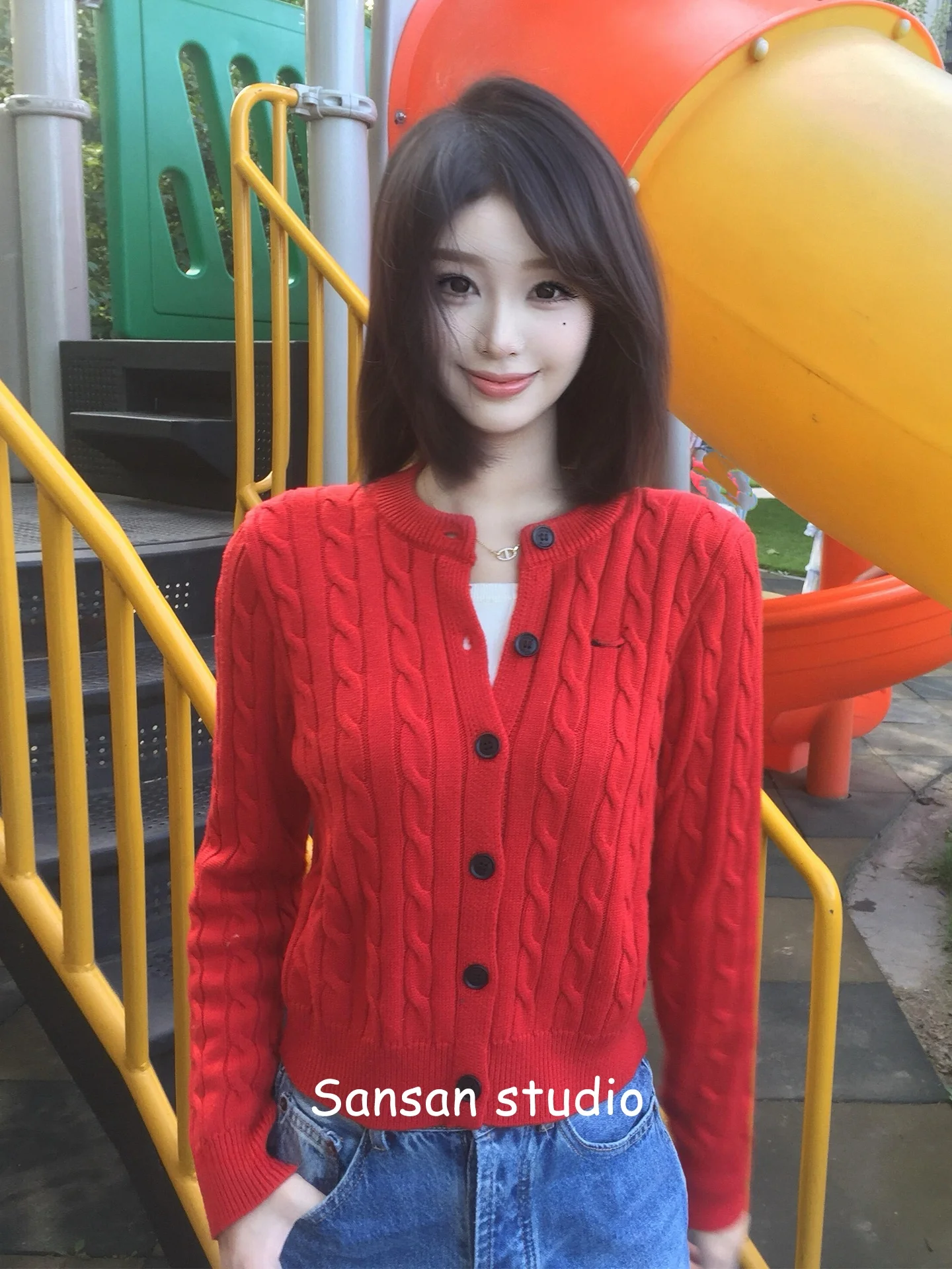 Retro American Knitted ort Sve Cardigan Women's Slim Fit round Ne Red Top Spring Autumn Wear Embroidered Sweater Jaet
Retro American Knitted ort Sve Cardigan Women's Slim Fit round Ne Red Top Spring Autumn Wear Embroidered Sweater Jaet