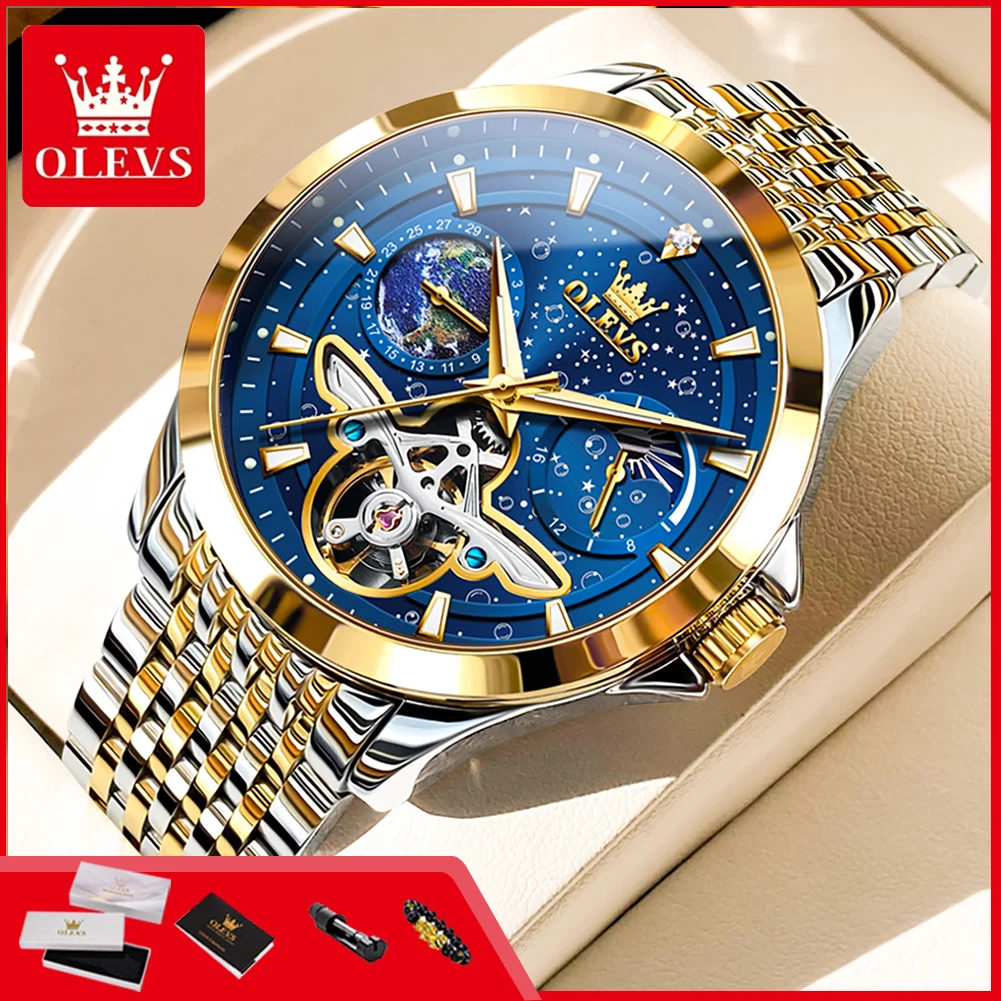 OLEVS 6705 Original Classic Men's Automatic Mechanical Watch Luminous Moon Phase Watch Luxury Hollow Flywheel Wristwatch for Man
OLEVS 6705 Original Classic Men's Automatic Mechanical Watch Luminous Moon Phase Watch Luxury Hollow Flywheel Wristwatch for Man