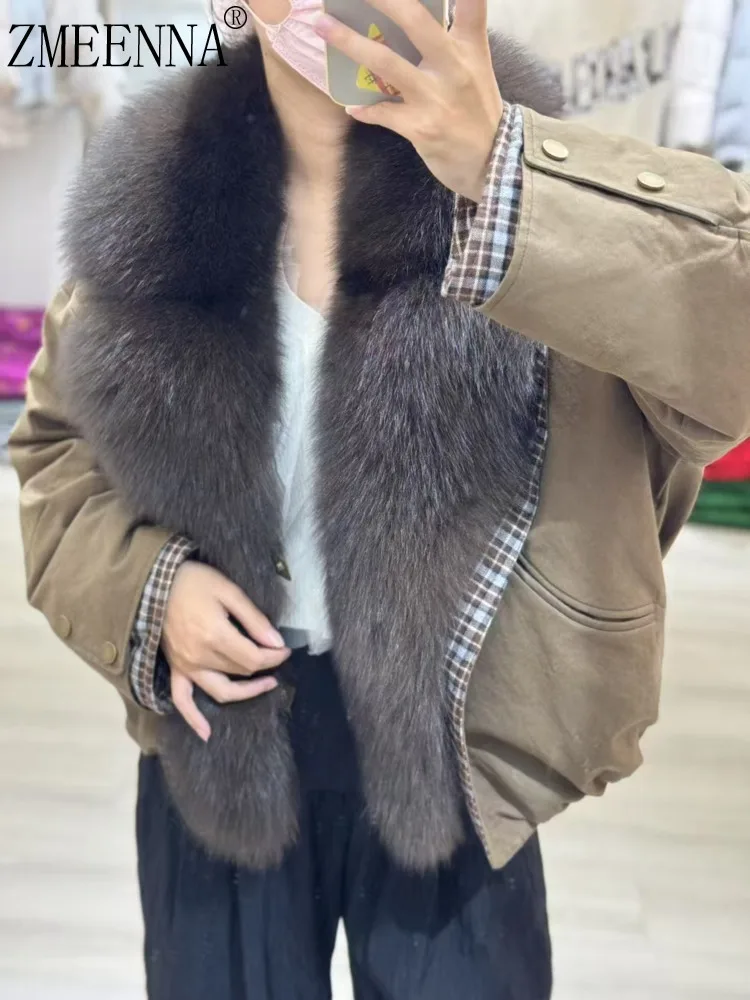 ZMEENNA Women's Casual Short Puffer Jacket With Large Faux Fur Collar And Plaid Cuffs Warm And Chic Outerwear ZM3792
ZMEENNA Women's Casual Short Puffer Jacket With Large Faux Fur Collar And Plaid Cuffs Warm And Chic Outerwear ZM3792
