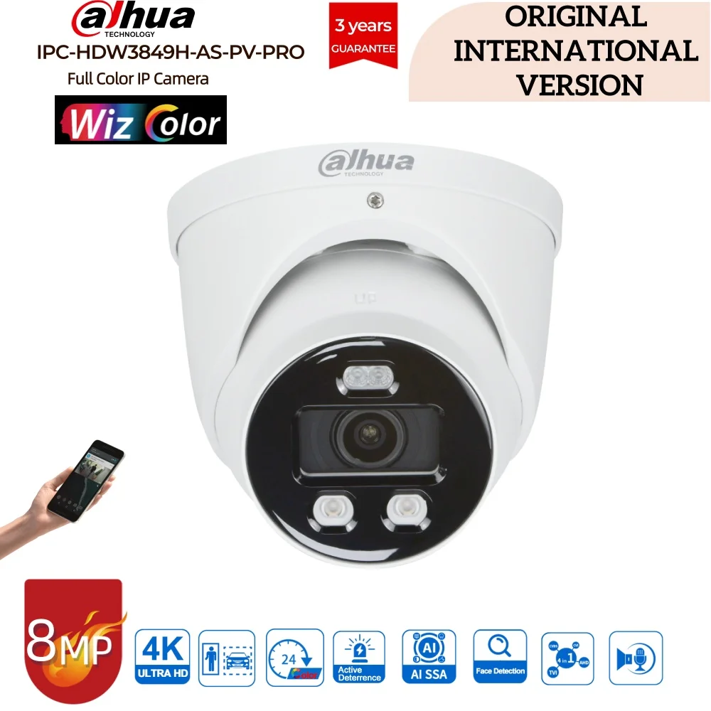 Dahua 4K IPC-HDW3849H-AS-PV-PRO 8MP TiOC Pro AI Security IP Camera Full Color Active Deterrence Human Vehicle Detection POE
Dahua 4K IPC-HDW3849H-AS-PV-PRO 8MP TiOC Pro AI Security IP Camera Full Color Active Deterrence Human Vehicle Detection POE