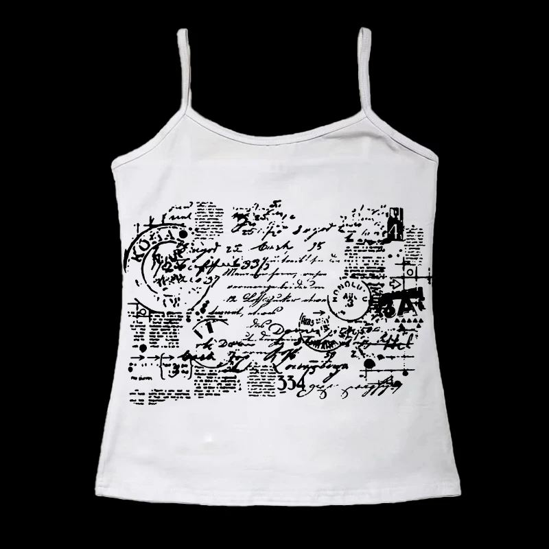 2025 Spring/Summer New European and American Y2K Sexy Temperament Women's T-shirt Gothic Printed Pattern Two Piece Set Strap
2025 Spring/Summer New European and American Y2K Sexy Temperament Women's T-shirt Gothic Printed Pattern Two Piece Set Strap