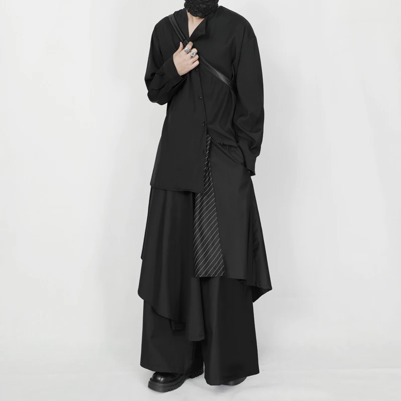2023 Autumn New Shirt Men's Dark Black Loose Top Small Fashion Diagonal Front Collarless Long Sleeve Shirt
2023 Autumn New Shirt Men's Dark Black Loose Top Small Fashion Diagonal Front Collarless Long Sleeve Shirt