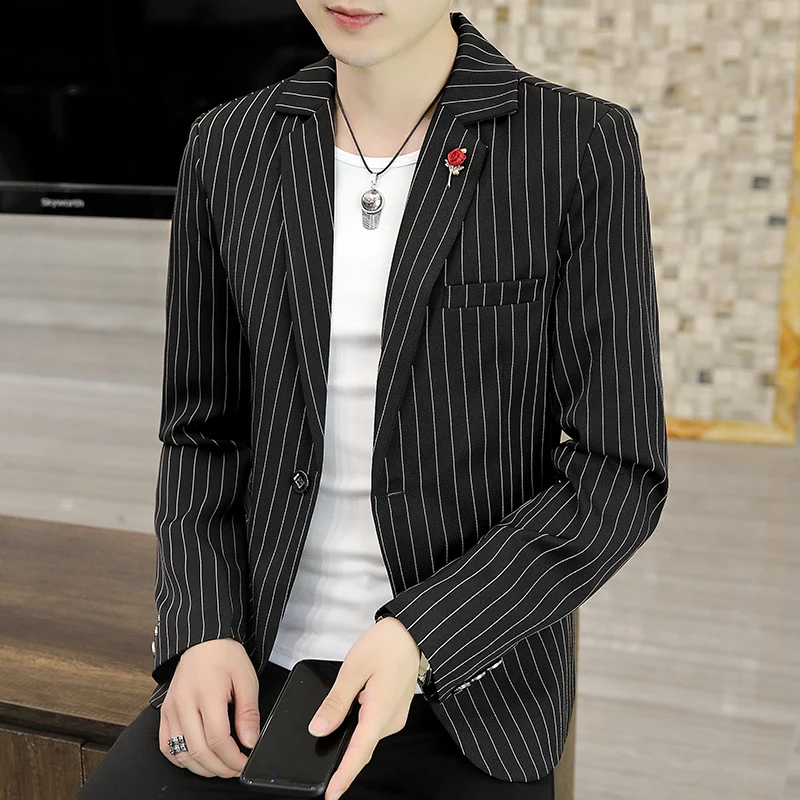 Slim Fit Casual omsmen Suit Jaet for Men Faionable Korean Sle Spring Autumn Striped Outerwear Youth Urban Faion
Slim Fit Casual omsmen Suit Jaet for Men Faionable Korean Sle Spring Autumn Striped Outerwear Youth Urban Faion