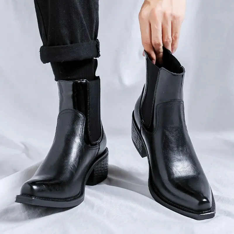2026 Casual Pointed Tide High-top British High-heeled Wizard Men's and Women's Upturned Head Chelsea Heightening Business Boots
2026 Casual Pointed Tide High-top British High-heeled Wizard Men's and Women's Upturned Head Chelsea Heightening Business Boots