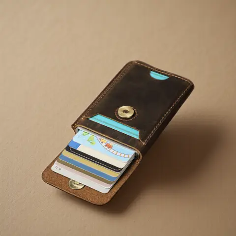 Hiram Vintage en cuir véritable RFID blocage porte-carte portefeuille pour hommes de luxe carte portefeuille étui en aluminium métal mince porte-carte