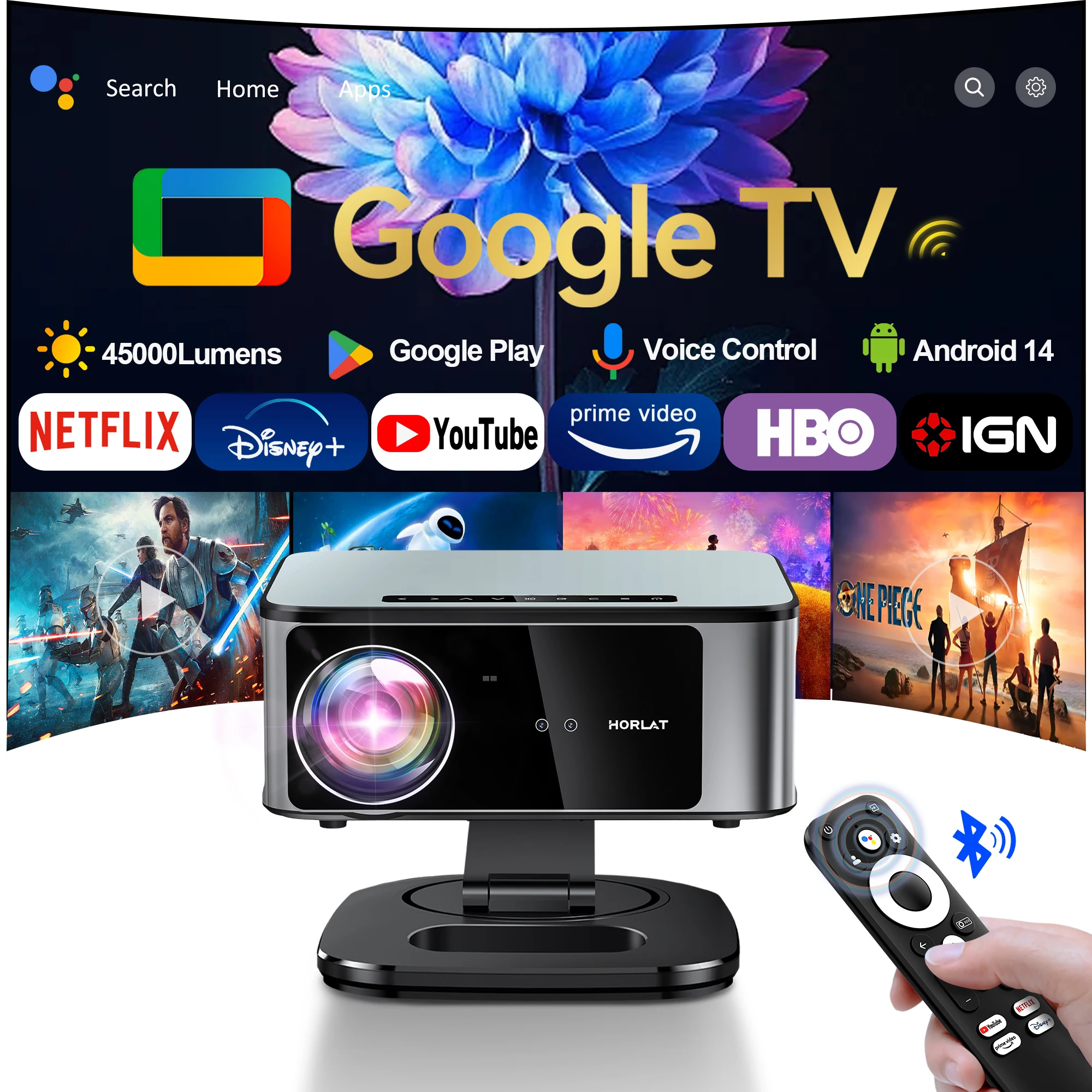 HORLAT Projector 45000Lumen Android 14 Auto Keystone 4K 8K Decode Full HD 1080P Video 3D Home Theater 5G WiFi Portable Proyector
HORLAT Projector 45000Lumen Android 14 Auto Keystone 4K 8K Decode Full HD 1080P Video 3D Home Theater 5G WiFi Portable Proyector
