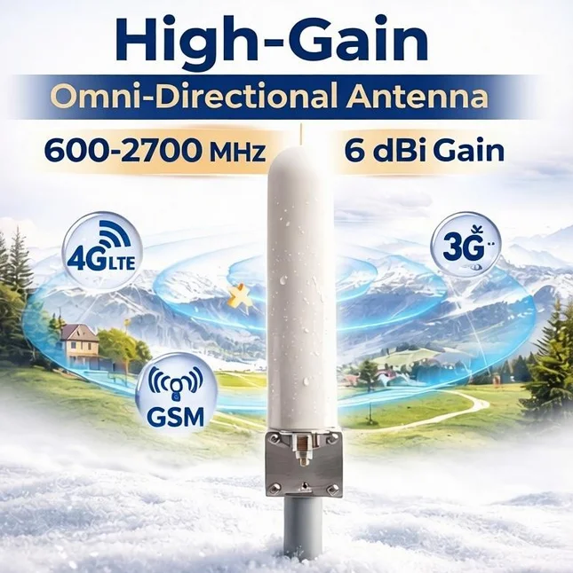 Внешняя всенаправленная антенна для мобильного телефона 6dBi 2G 3G 4G 5G 600-2700 МГц
Внешняя всенаправленная антенна для мобильного телефона 6dBi 2G 3G 4G 5G 600-2700 МГц