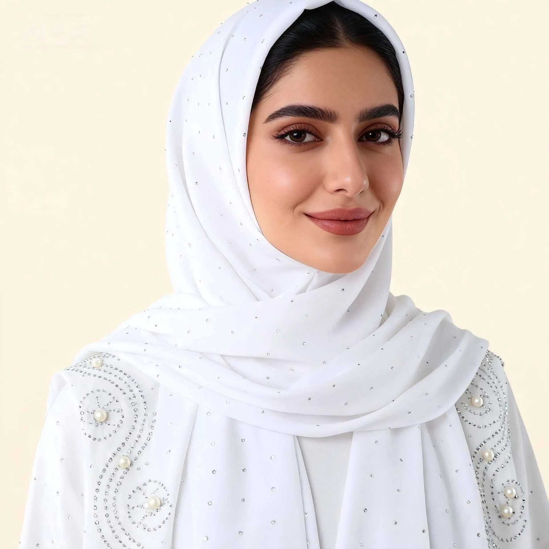Fashion Muslim Women's Pure Color Scarf with Hotfix Rhinestones Pearl Snow Imitation Ethnic Style Head Cover Shawl Decorative
Fashion Muslim Women's Pure Color Scarf with Hotfix Rhinestones Pearl Snow Imitation Ethnic Style Head Cover Shawl Decorative