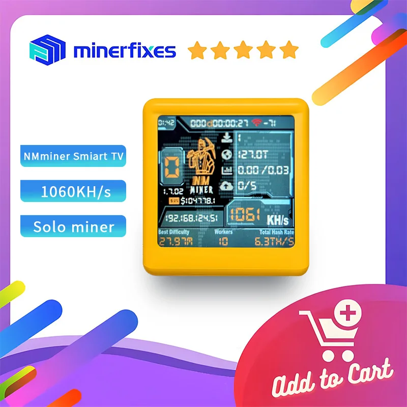 NMminer Smart TV 1050KH/s Nerdminer V2 BTC Solo Mining Крипто Lottery Miner Смарт-подарок бесшумные настольные часы Майнер 
NMminer Smart TV 1050KH/s Nerdminer V2 BTC Solo Mining Крипто Lottery Miner Смарт-подарок бесшумные настольные часы Майнер