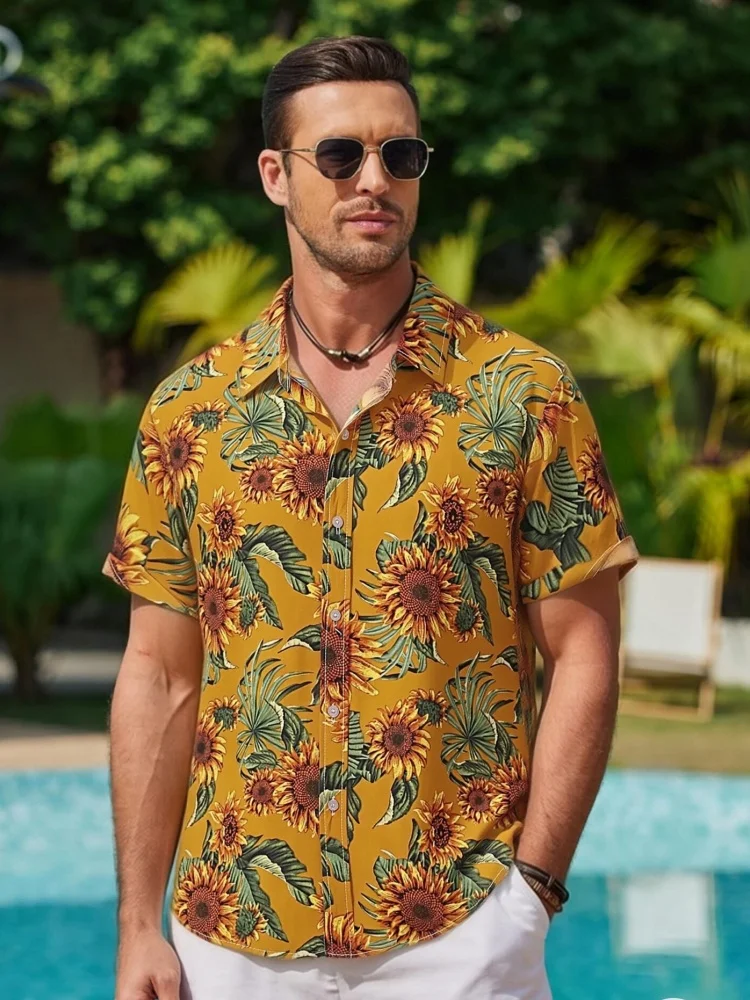 Casual Men's flower Print Hawaiian Shirt Bohemian Short Sleeve Button Down Tops Loose Fit Summer Aloha Tunic for Everyday Wear
Casual Men's flower Print Hawaiian Shirt Bohemian Short Sleeve Button Down Tops Loose Fit Summer Aloha Tunic for Everyday Wear