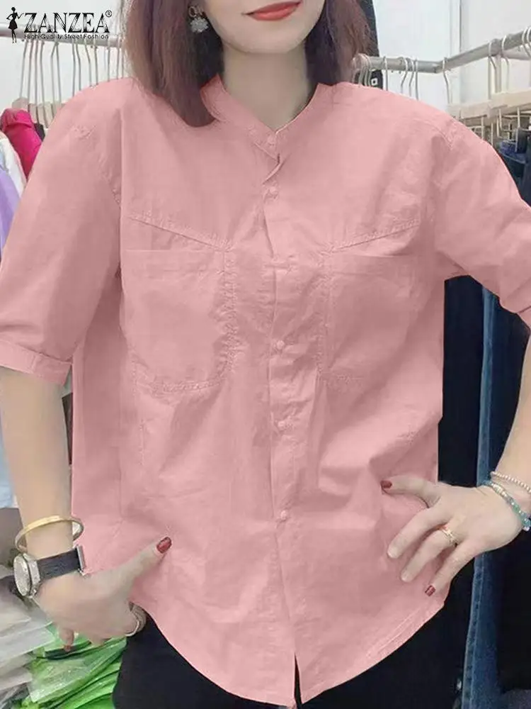 ZANZEA Elegant Women Summer OL Work Shirt Half Sleeve Blouse Solid Casual Buttons Down Tops Tunic Female Loose Blusas Chemise
ZANZEA Elegant Women Summer OL Work Shirt Half Sleeve Blouse Solid Casual Buttons Down Tops Tunic Female Loose Blusas Chemise