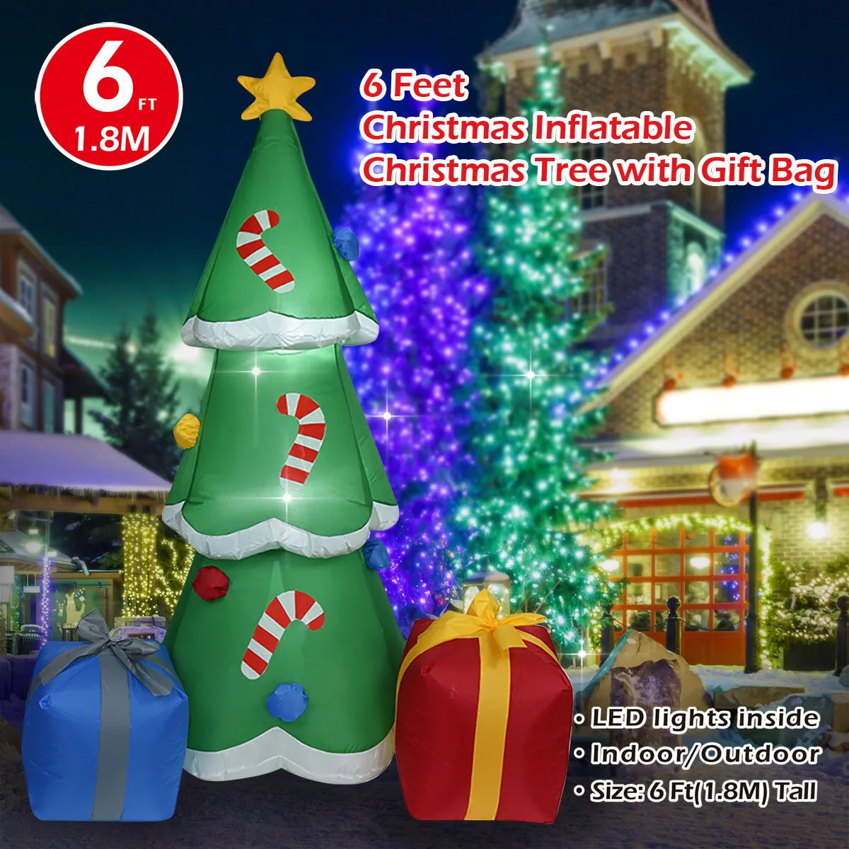 1.8m Christmas Inflatable Gift Bag Christmas Tree LED Lighted Blow Up Outdoor Yard Lawn Decoration for Home Garden Winter Party
1.8m Christmas Inflatable Gift Bag Christmas Tree LED Lighted Blow Up Outdoor Yard Lawn Decoration for Home Garden Winter Party