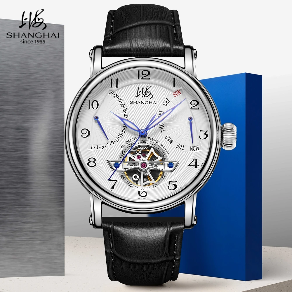 Shanghai Watch Luxury Automatic Watches For Men 42mm Flywheel Mechanical Wristwatch Calendar Luminous Clock reloj hombre S8924
Shanghai Watch Luxury Automatic Watches For Men 42mm Flywheel Mechanical Wristwatch Calendar Luminous Clock reloj hombre S8924