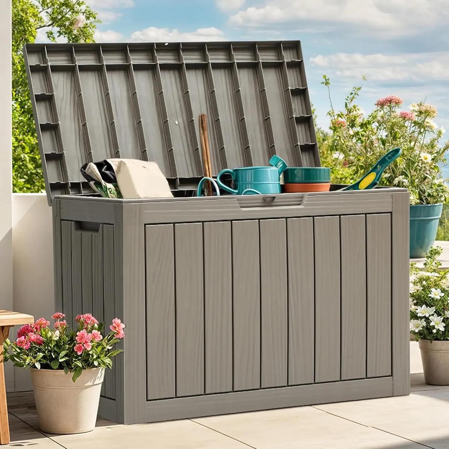 Large Waterproof Resin Deck Box 45 Gallon Lockable Outdoor Storage for Patio Pool Cushions Tools Brown
Large Waterproof Resin Deck Box 45 Gallon Lockable Outdoor Storage for Patio Pool Cushions Tools Brown